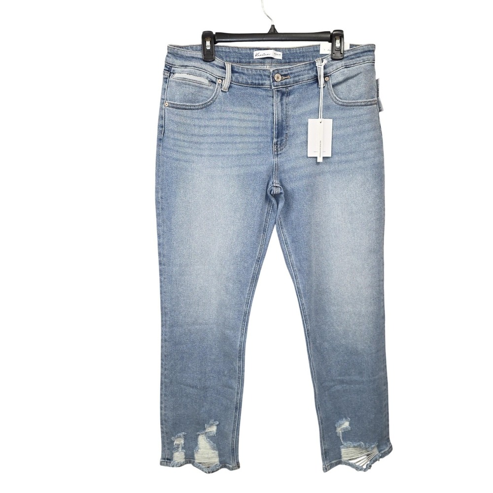 KanCan Maurices Jeans Women 30x28 Blue Mid Rise Boyfriend Raw Hem Preppy Chic